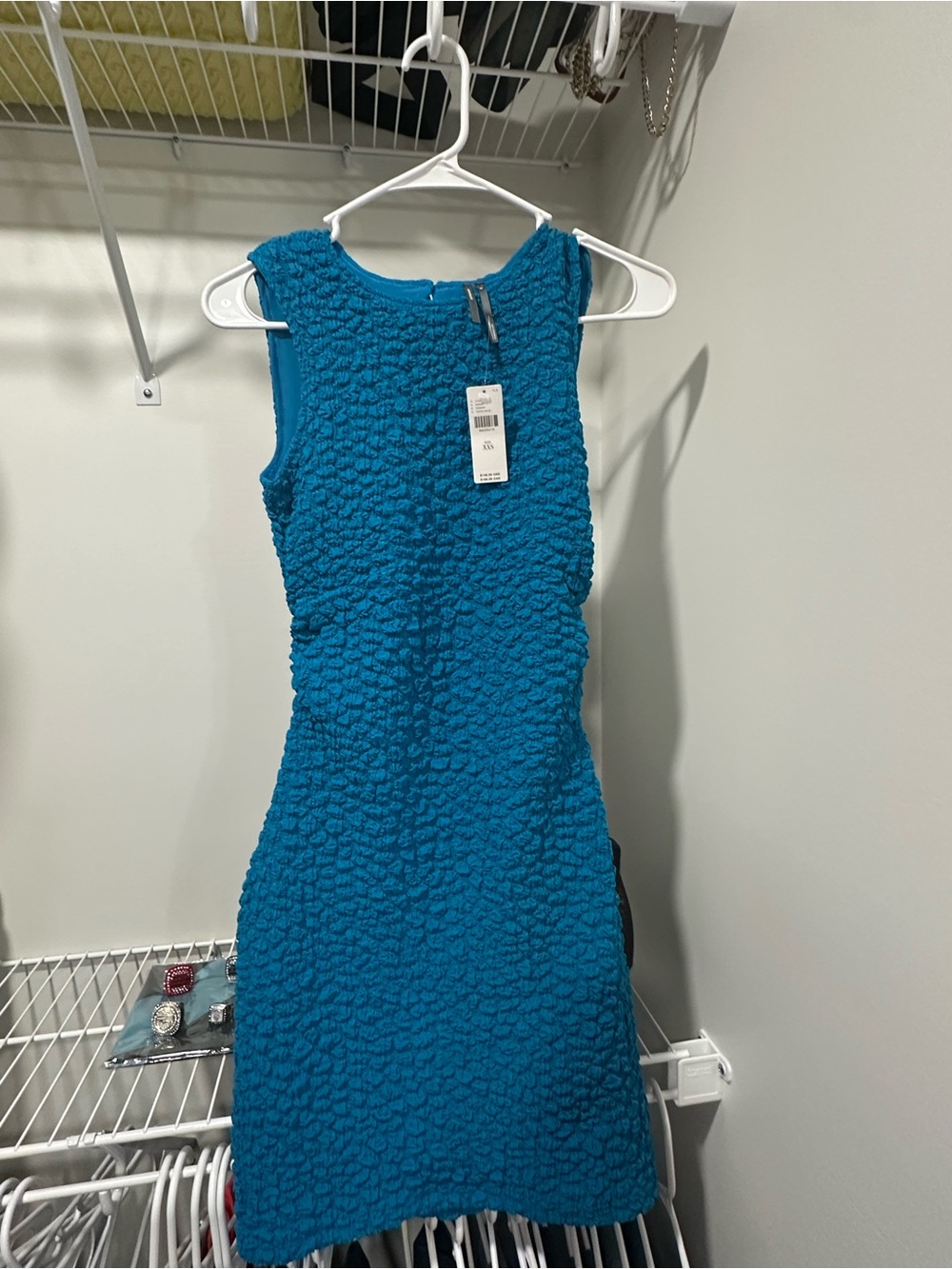 Anthropologie Teal Textured Sleeveless Mini Dress